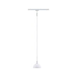 White metal pendant light with dome-shaped shade and long cable for modern interior lighting
