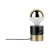 Moderne Tischlampe mit schwarzem Marmorfuß und goldener Metallbasis, halbkugel LED-Glühbirne