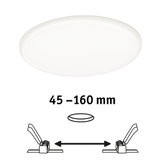 Round white LED ceiling light with adjustable installation size 45 to 160 mm for modern lighting