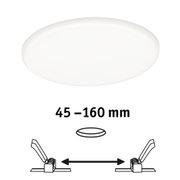 Round white LED ceiling light with adjustable installation size 45 to 160 mm for modern lighting