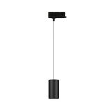 Black metal cylinder pendant light with thin cable for modern indoor lighting