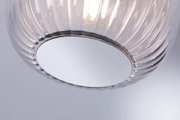 Plafonnier rond en verre transparent cannelé avec diffuseur blanc pour un éclairage moderne