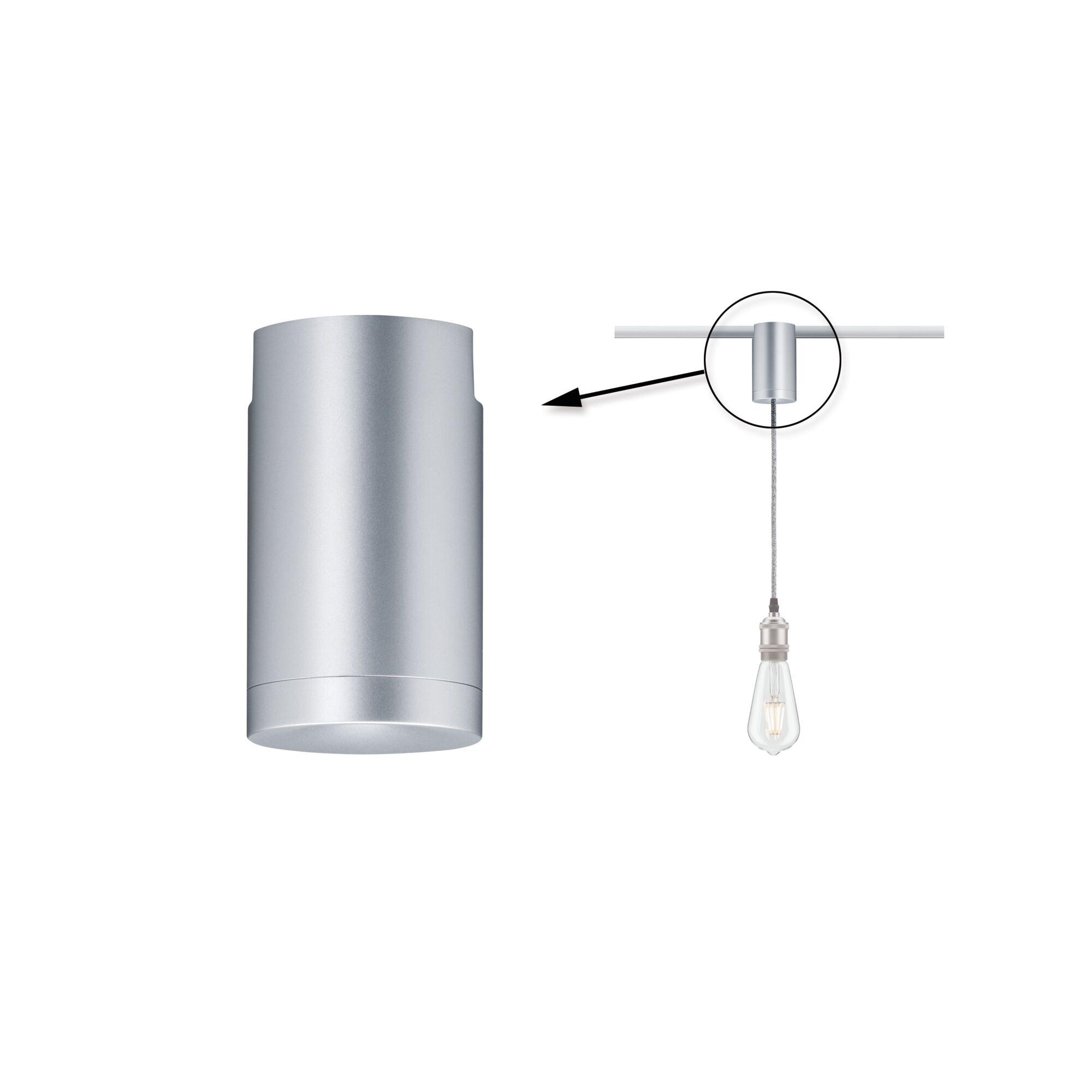 URail Pendant adapters Universal max. 100W 230V Chrome matt Silver aluminium ceiling mount for pendant light with cable suspension and bulb included