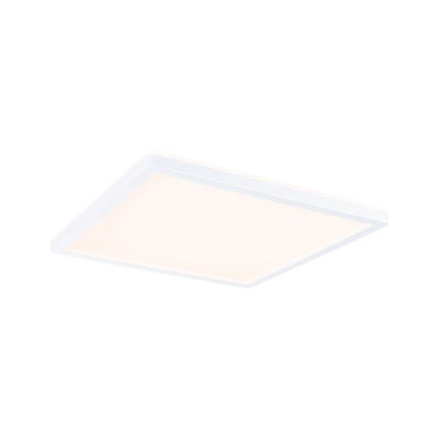 Square white LED ceiling light with warm white illumination for modern living spaces