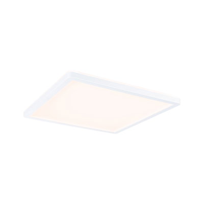 Square white LED ceiling light with warm white illumination for modern living spaces