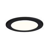 Round LED recessed panel with black frame and warm white light for modern room lighting
