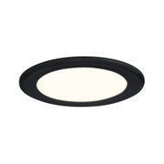 Rundes LED-Einbaupanel mit schwarzem Rahmen und warmweißem Licht für moderne Raumbeleuchtung