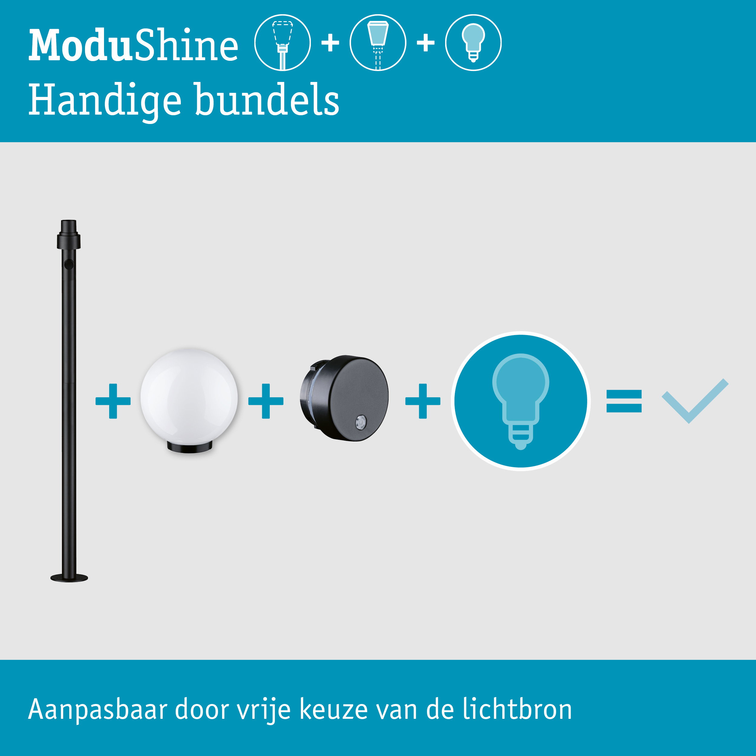 Set ModuShine Paaltje Taleno gemiddeld met sensor Antraciet