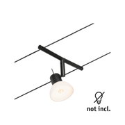 Schwarze LED-Seilstrahlerleuchte mit weißem Lampenschirm aus Glas, moderner Beleuchtungskörper ohne Leuchtmittel