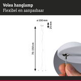 Witte Volea hanglamp met verstelbare lengte 70-150 cm en 100 mm plafondbevestiging