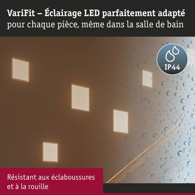 Éclairage mural LED carré blanc VariFit, résistant aux éclaboussures et à la rouille, IP44 pour salle de bain