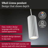 URail Lirena pendant light in white aluminium with exchangeable GU10 lamp and modern design