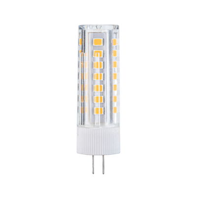 Kleine transparante LED-lamp met witte voet en gele diodes voor energiezuinige verlichting