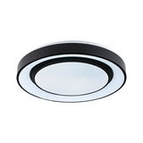 Rund sort LED-loftlampe med hvid lysring og stjerneeffekt til moderne belysning