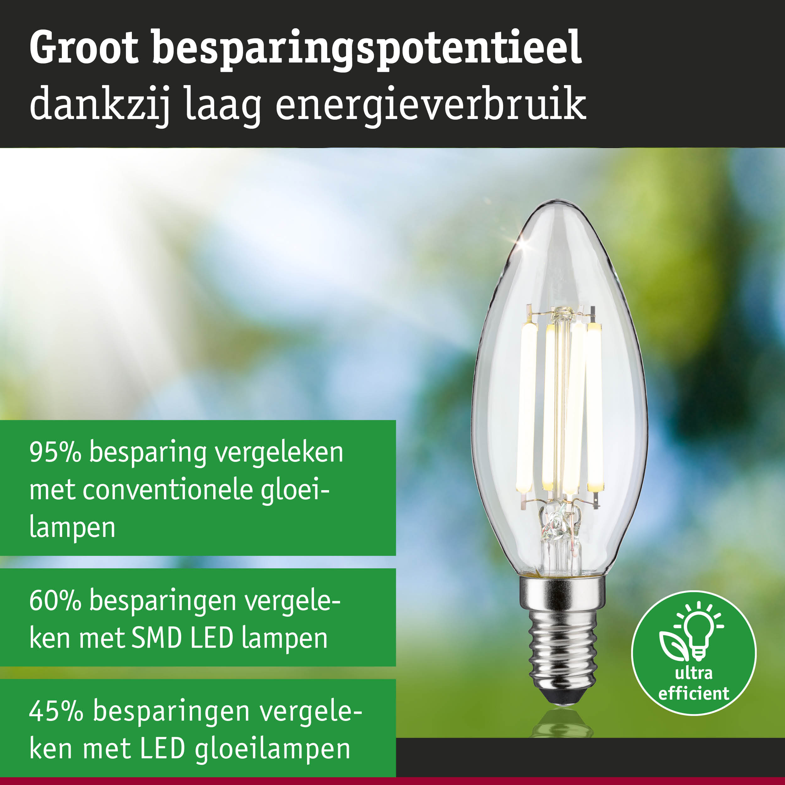 Energiezuinige heldere LED-kaarslamp met zilveren voet en ultra-efficiënte lichttechnologie