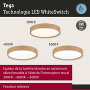 Plafonnier LED rond Tega avec cadre en bois naturel, dimmable avec technologie lumière blanche