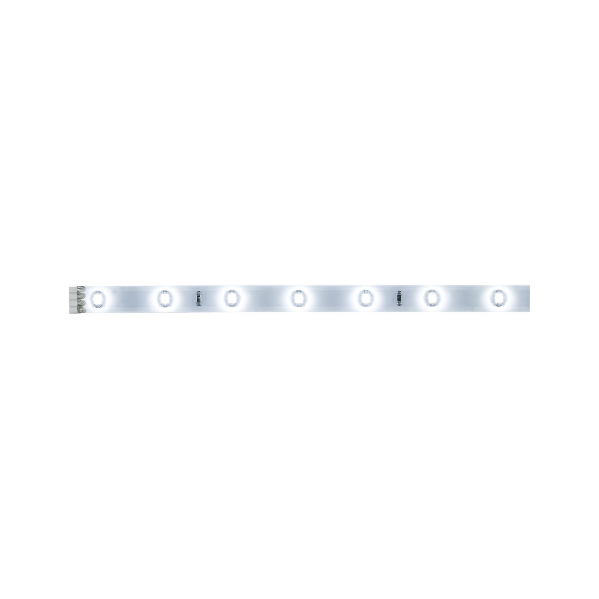 Weiße LED-Lichtleiste mit mehreren Leuchtdioden auf transparentem Träger für flexible Beleuchtung