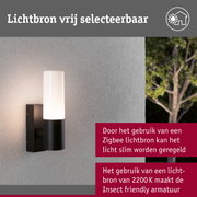 Moderne zwarte buitenwandlamp met wit glas, energiezuinige LED-verlichting voor tuin en terras