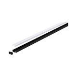 Black aluminum profile with white diffuser for LED strip lighting, modern lighting accessory