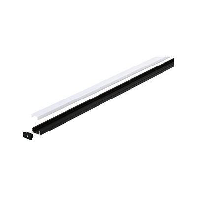 Black aluminum profile with white diffuser for LED strip lighting, modern lighting accessory