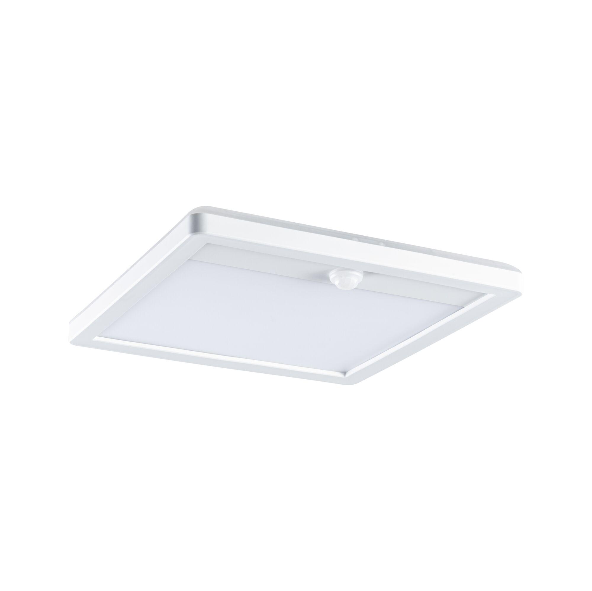 White square LED ceiling light with motion sensor made of plastic for energy-efficient lighting