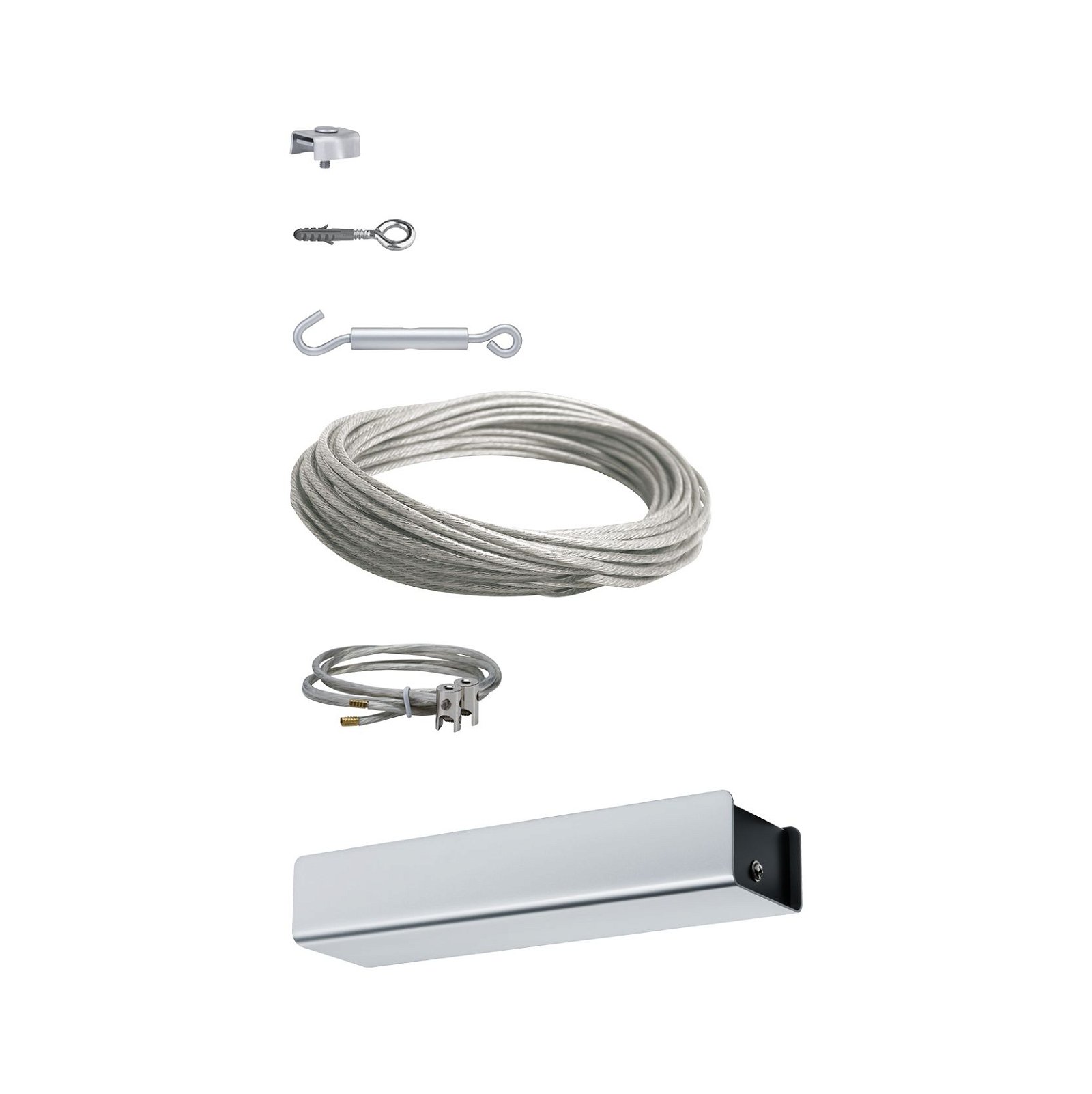 LED-kabelsysteem Basisset incl. kabel, transformator, spantoebehoren zonder armaturen 230/12V Chroom mat