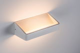 Modern white metal LED wall light with warm white glow for ambient indoor lighting