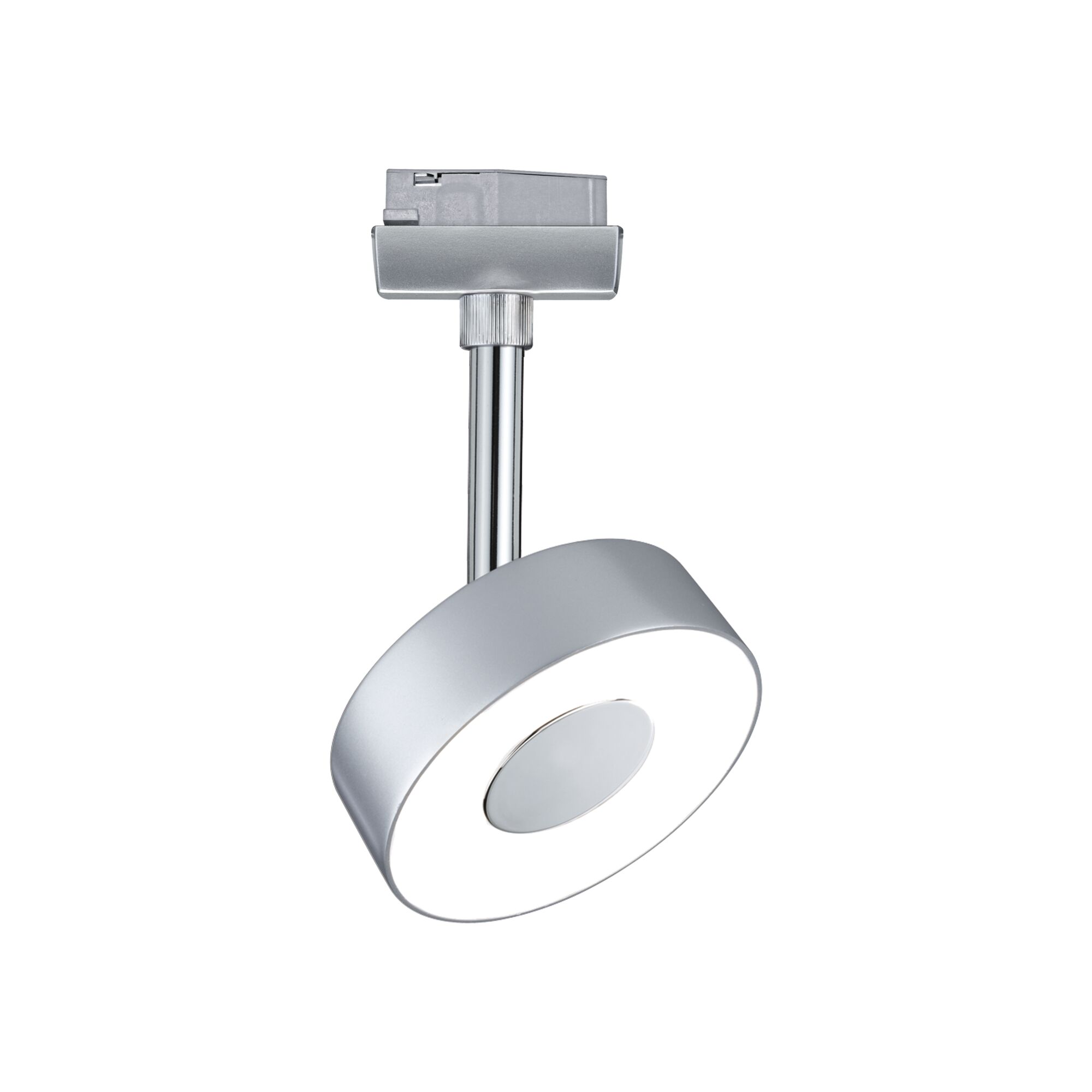 Runder LED-Spot in Silber mit verstellbarem Stab für moderne Akzentbeleuchtung