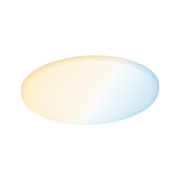 Round LED ceiling light with warm and cool white light for modern room illumination