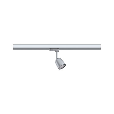 Modern silver metal LED spotlight on track system for flexible room lighting solutions