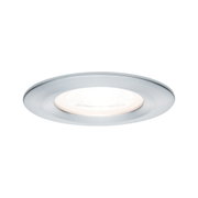 Rundes Einbaustrahler aus gebürstetem Aluminium in Silber mit warmweißem LED-Licht für Wohnräume