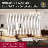 MaxLED Full-Line COB LED-Streifen 3 m in warmweiß mit Netzteil, 10 mm breit für filigrane Profile