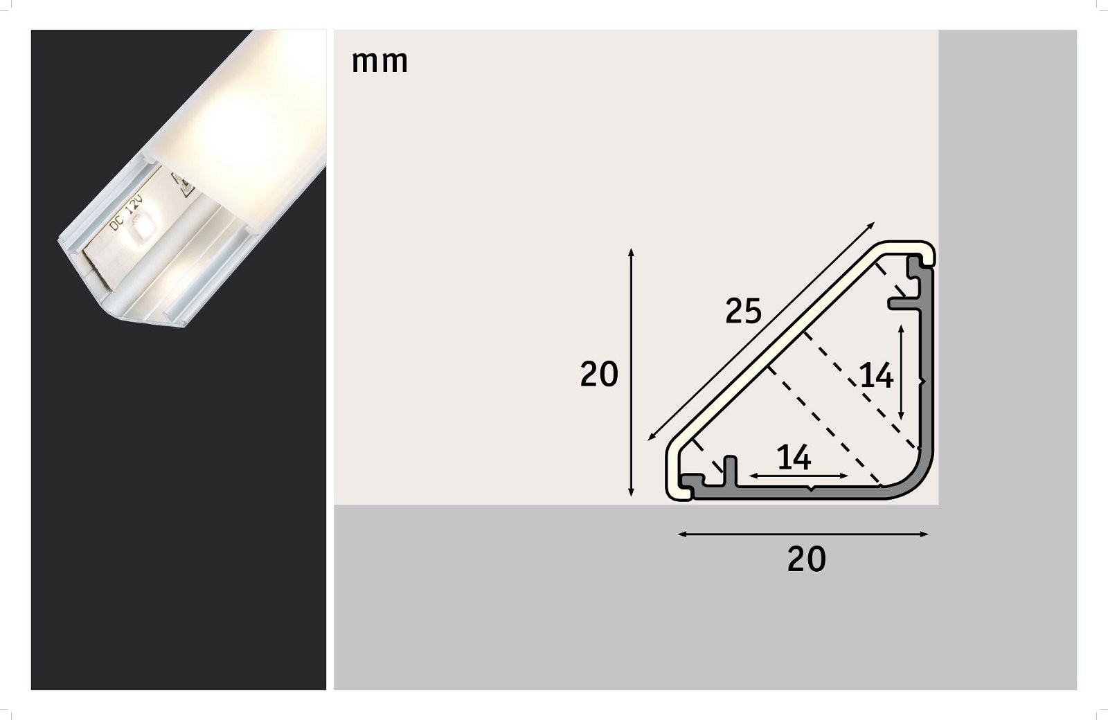 LED Strip Profil Delta 1m Alu/Satin