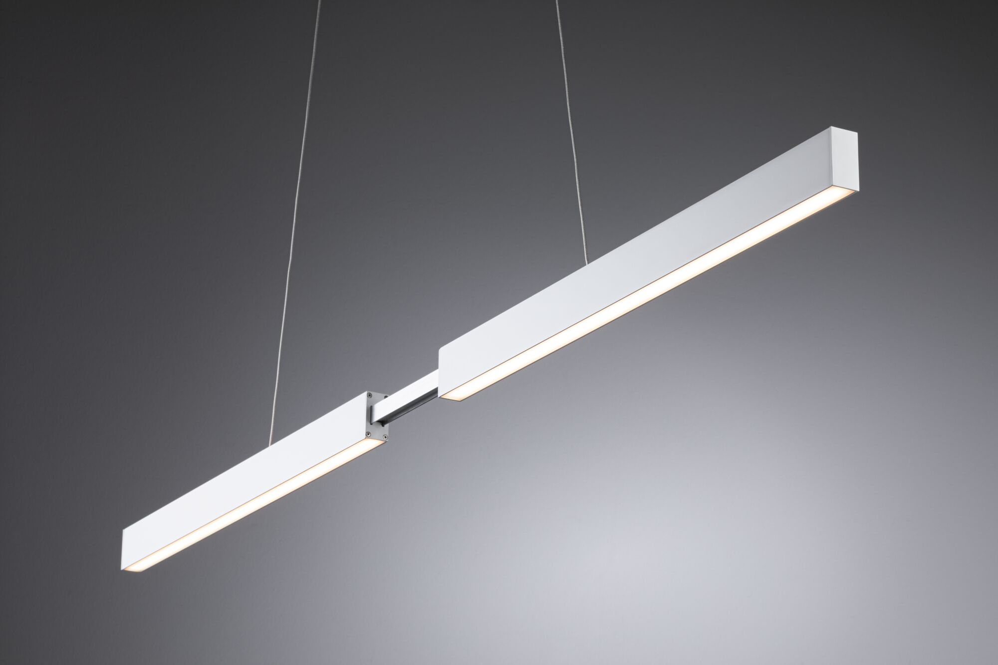 Moderne witte metalen LED-hanglamp met lineair ontwerp voor stijlvolle binnenverlichting