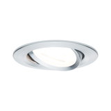 Round brushed aluminum spotlight in silver with adjustable LED light for living spaces
