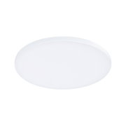 Round white LED ceiling light made of plastic for energy-efficient room lighting