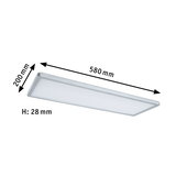 Plafonnier LED rectangulaire en aluminium argenté de 580x200x28 mm pour un éclairage intérieur moderne