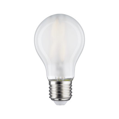 Mattweiße LED-Glühbirne mit E27-Fassung aus Metall und Glas für energiesparende Beleuchtung