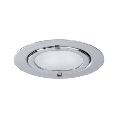 Round recessed spotlight housing in chrome metal with white diffuser for LED lighting