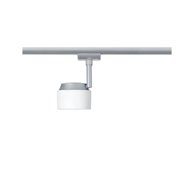 Modern track spotlight with white glass and silver metal for flexible LED lighting solutions