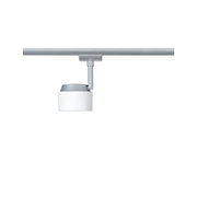 Moderner Schienenspot mit weißem Glas und silbernem Metall für flexible LED-Beleuchtung