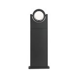 Schwarze LED-Außenleuchte aus Metall mit rundem Leuchtkopf für moderne Gartenbeleuchtung