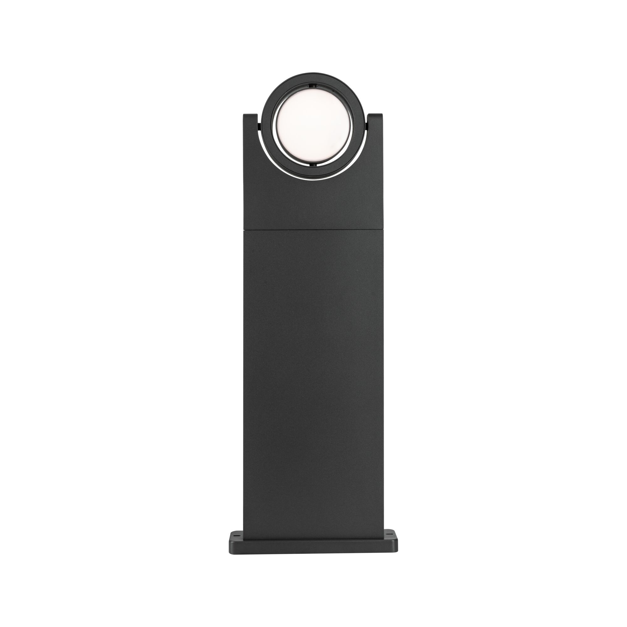 Schwarze LED-Außenwandleuchte aus Metall mit rundem Leuchtkopf für moderne Gartenbeleuchtung