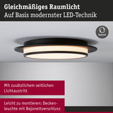 Moderne LED-Deckenleuchte in Schwarz mit gleichmäßigem Raumlicht und seitlichem Lichteintritt