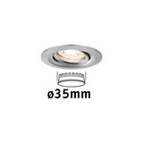 Rund indbygningsspot i børstet aluminium med 35 mm diameter til LED-belysning