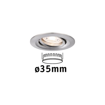 Round recessed spotlight in brushed aluminum with 35 mm diameter for LED lighting solutions