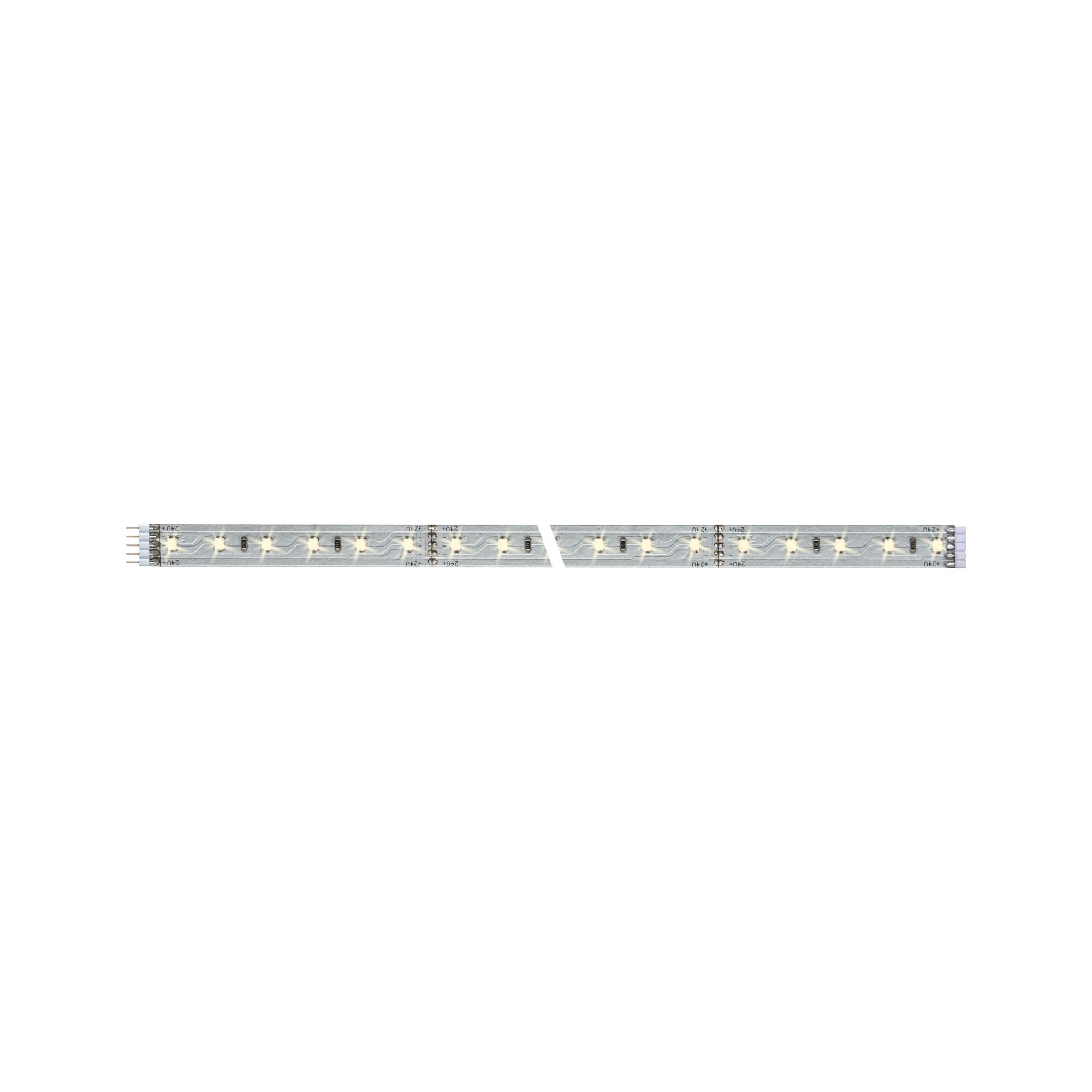 Flexibele LED-strip met warmwitte LEDs op zilverkleurige printplaat voor decoratieve verlichting