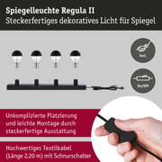 Set Spiegelleuchte Regula II inkl. Leuchtmittel 4-flammig E14 2700K 4x250lm 230V 4x2,5W dimmbar Schwarz/Kopfspiegel Schwarz matt
