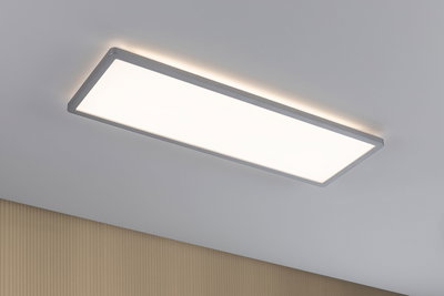 Plafonnier LED rectangulaire avec cadre en aluminium argenté pour éclairage moderne