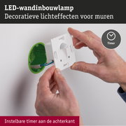 Witte LED-wandinbouwlamp met instelbare timer voor decoratieve lichteffecten op muren
